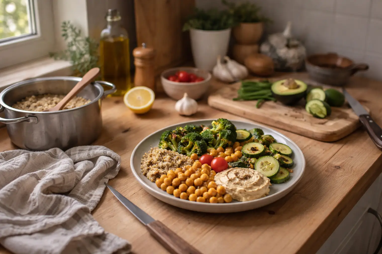 Esempio di cucina vegana pratica con ingredienti semplici e naturali