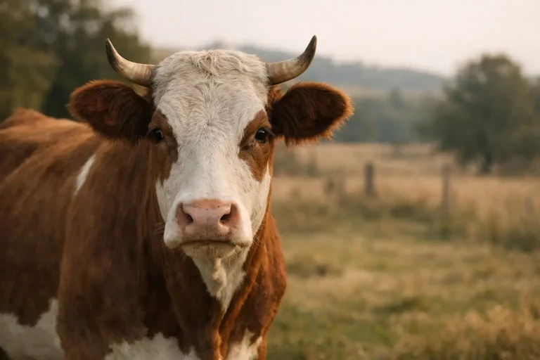 Animale osservato con calma e dignità in un contesto rurale, simbolo di una riflessione consapevole sullo sfruttamento animale