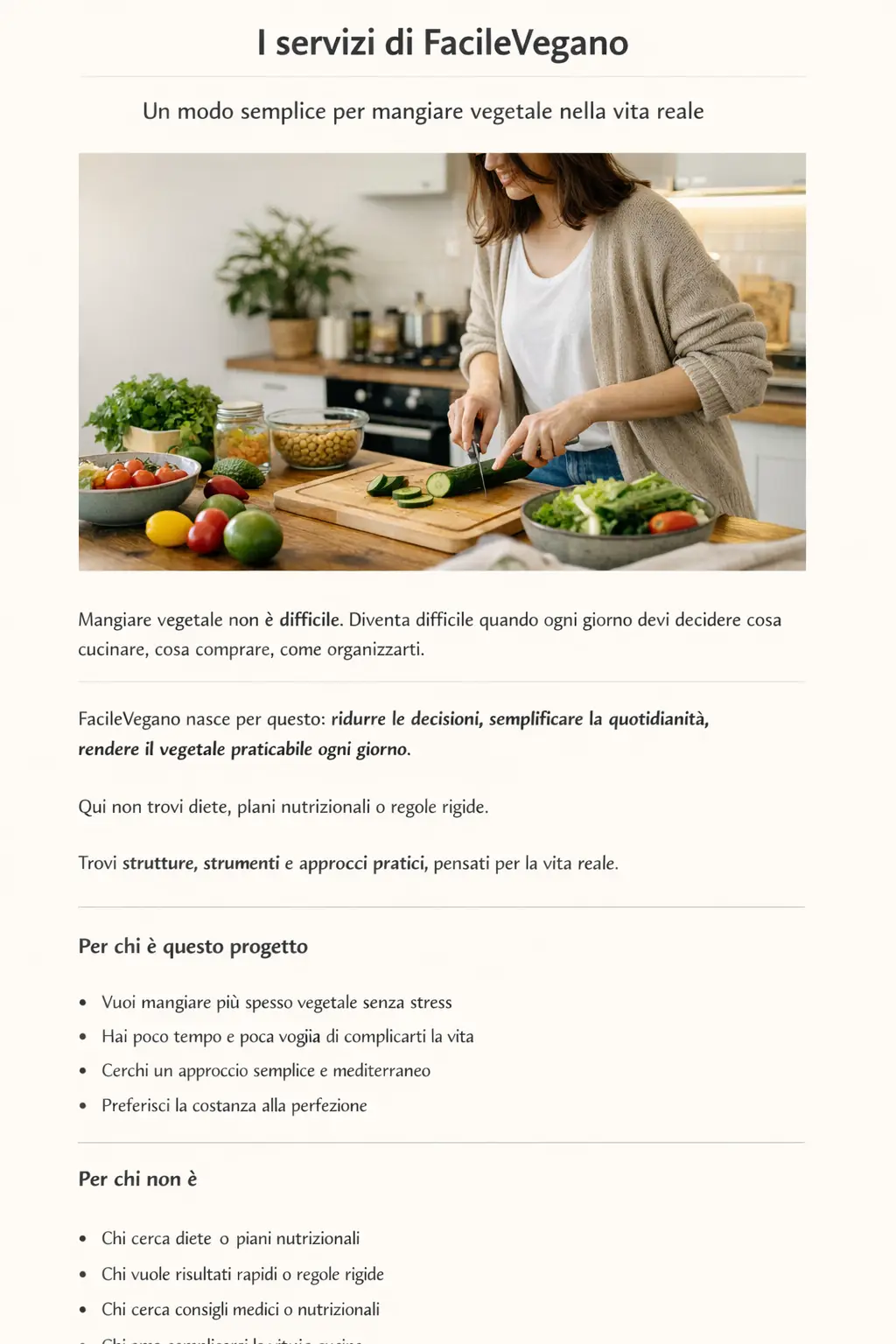 Cucina vegana semplice nella vita reale, organizzazione quotidiana dei pasti senza stress